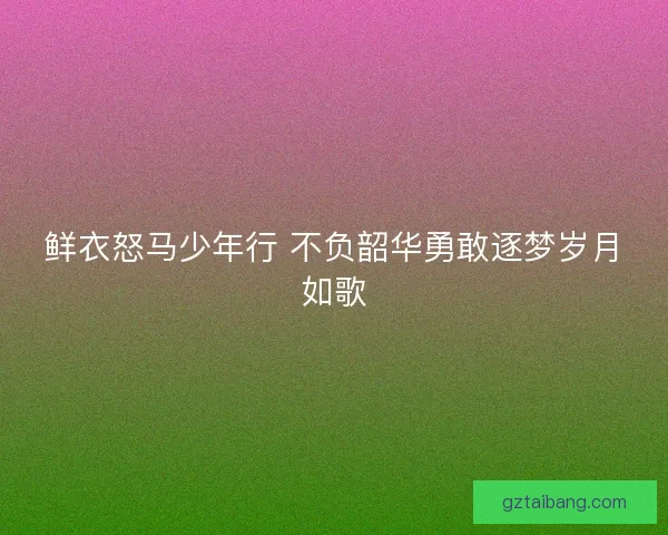 鲜衣怒马少年行 不负韶华勇敢逐梦岁月如歌