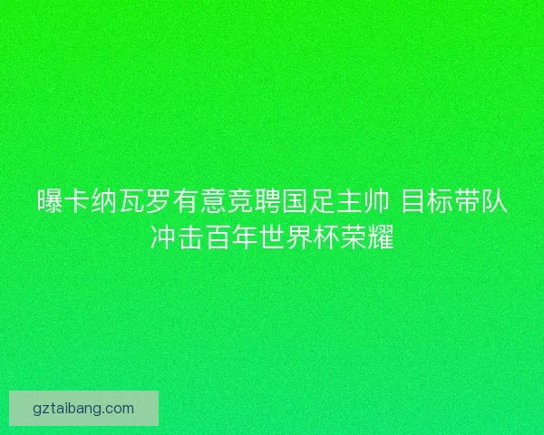曝卡纳瓦罗有意竞聘国足主帅 目标带队冲击百年世界杯荣耀