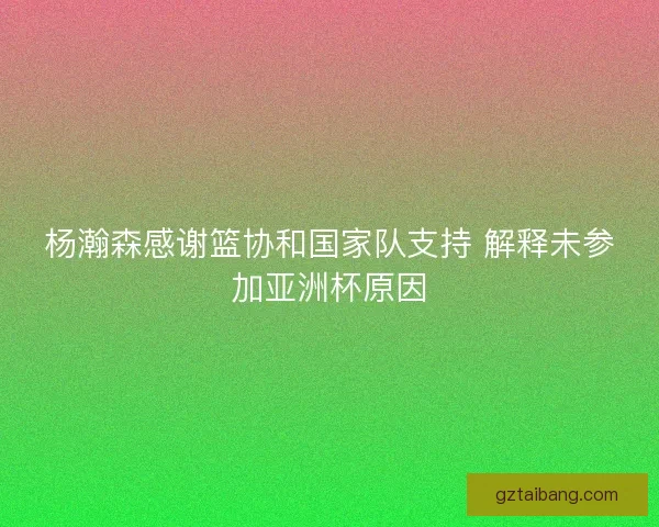 杨瀚森感谢篮协和国家队支持 解释未参加亚洲杯原因